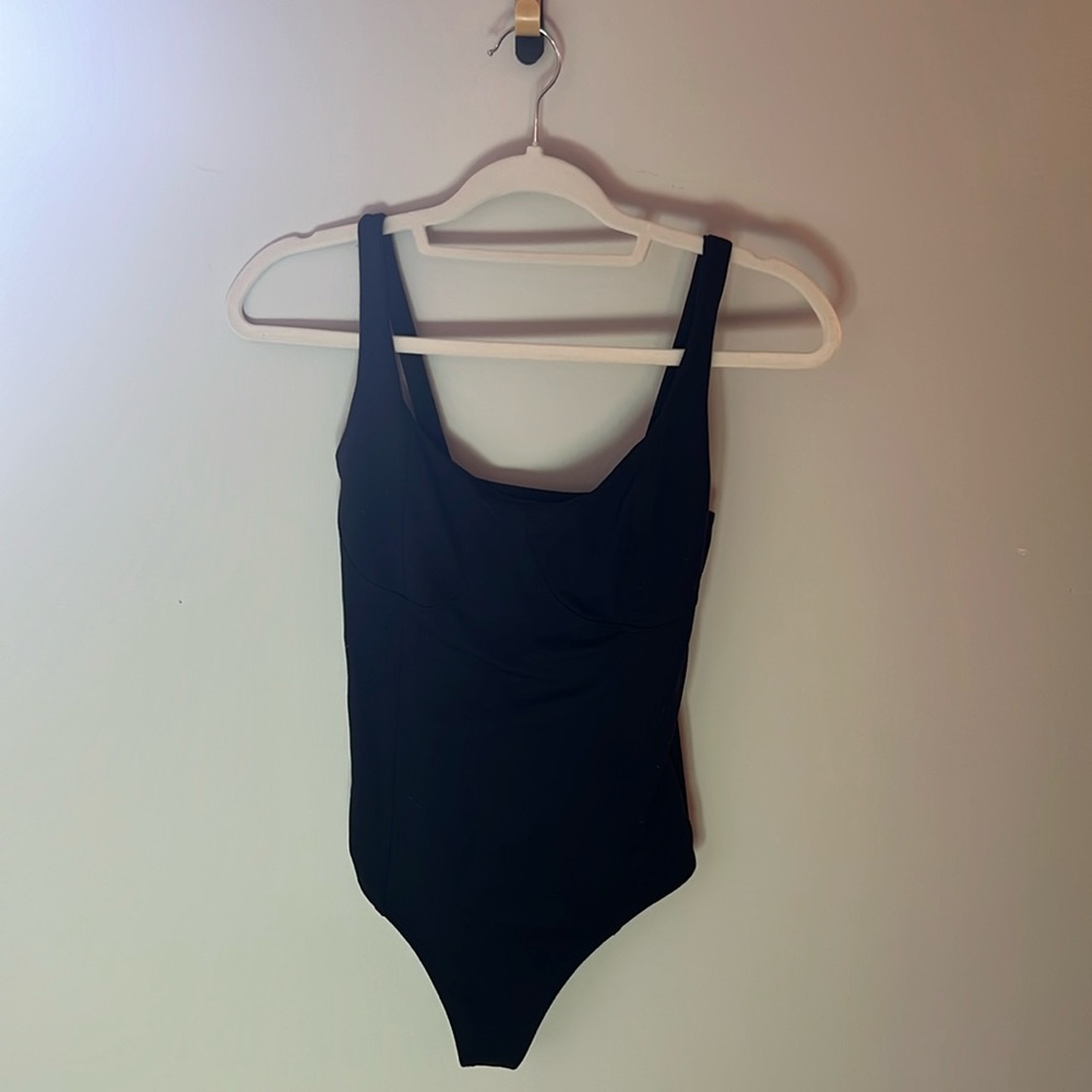 black corset tank top bodysuit